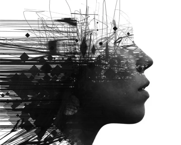 Hata efektiyle birleştirilmiş bir profil portresi