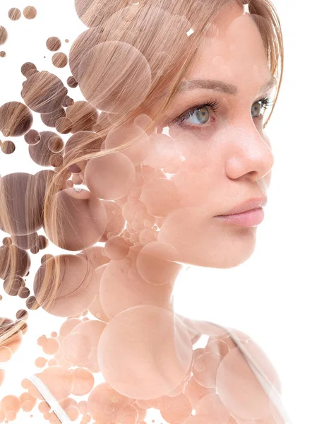 A portrait of a woman combined with a digital illustration — Stock Photo, Image