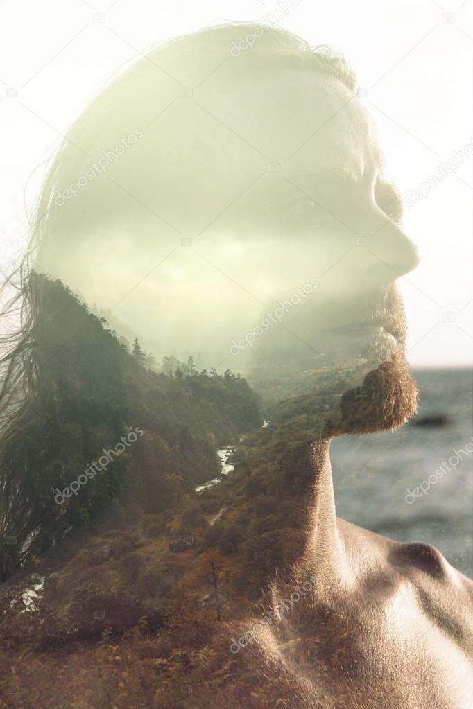 Man combined with landscape