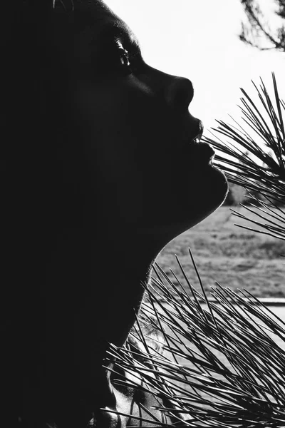 Vrouw gezicht met fir tree — Stockfoto