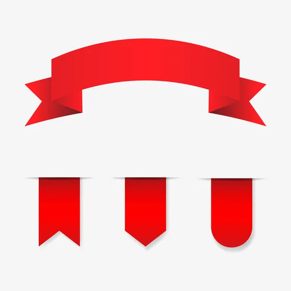 Sada Prázdných Značek Červené Stuhy Kolekce Prodejních Prodejních Značek Ikony — Stockový vektor