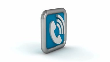 Beyaz arkaplanda Mavi Telefon düğmesi simgesinin canlandırması