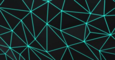 yeşil siyah neon soyut geometrik buruşuk üçgen düşük poli stili 4k video arkaplanı