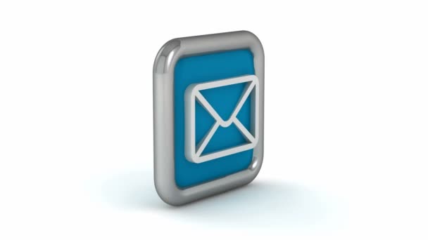 在白色背景上隔离的蓝色邮件图标的循环动画 — 图库视频影像