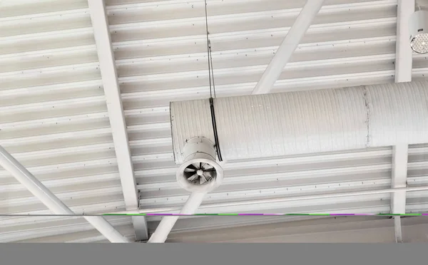 Sistema Ventilação Sob Teto Armazém Moderno Centro Comercial Tubulação Metal — Fotografia de Stock