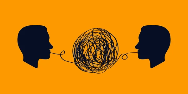 Concept Icon Showing Silhouette Human Heads Tangled Line Concept Misunderstanding — Stock Photo, Image