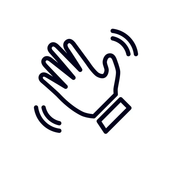 Palm Hallo Wellenlinien Symbol Umriss Vektorzeichen Winken Hand Geste Emoji — Stockfoto