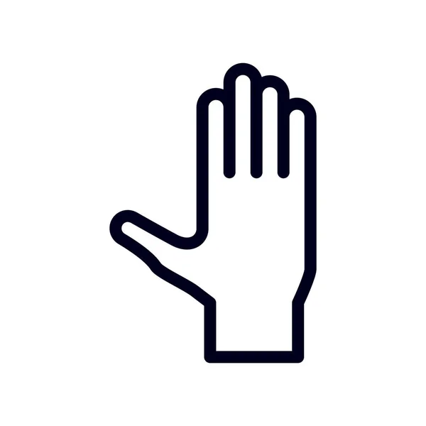 手停止线图标 轮廓矢量符号 线形象形文字隔离在白色上 网页和移动概念的符号 — 图库照片