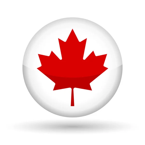 Badge Red Maple Leaf Icon White Background Canada Vector Symbol — Stock Photo, Image