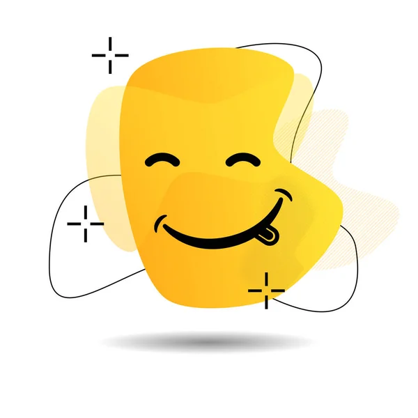 Sorriso Emoticon Com Língua Quadro Fluido Dinâmico Moderno Amarelo Banner — Fotografia de Stock