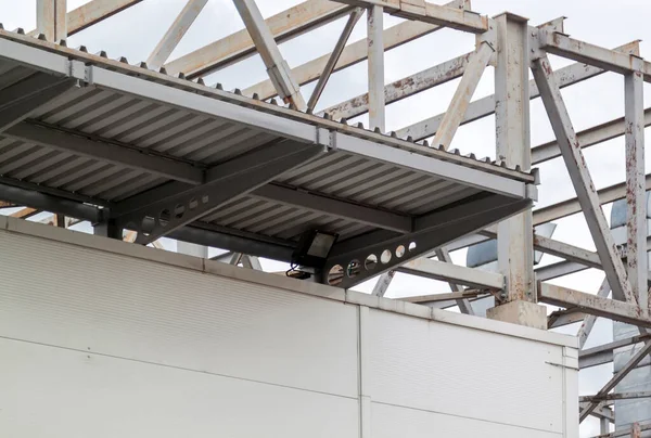 Metallic Awning Modern Warehouse Metal Framework Roof Industrial Premises Enterprise — Stock Photo, Image