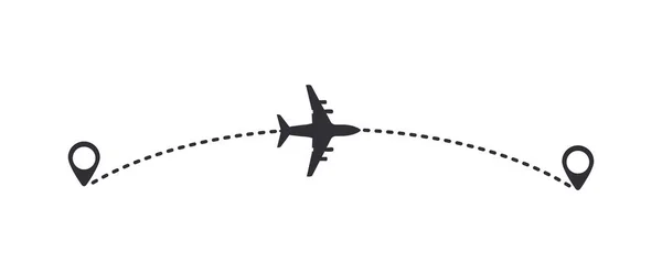 Circuito Aereo Con Linea Tratteggiata Tracce Viaggiatori Sono Segnati Con — Vettoriale Stock