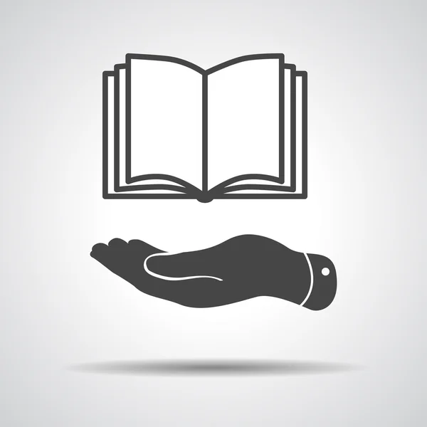 Плоская рука, показывающая книгу — стоковый вектор