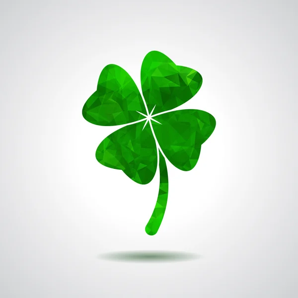 Green Clover with four leaves — Stock Vector