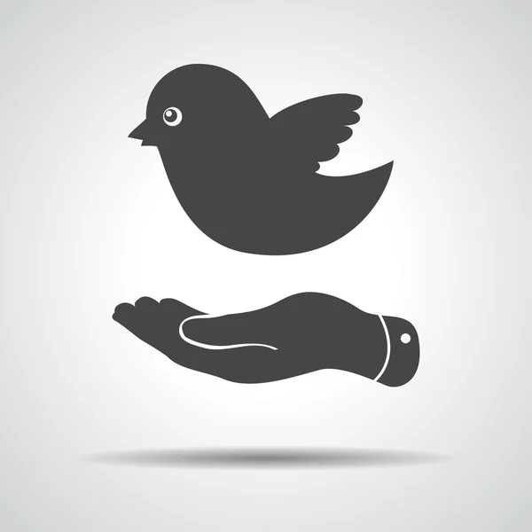 Flat hand giving bird icon — Stock Vector
