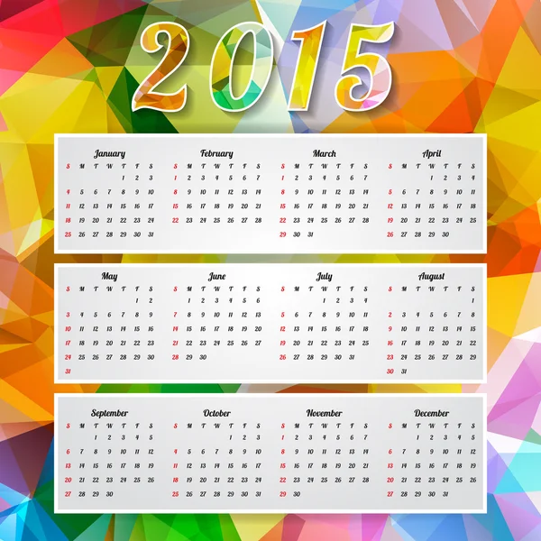 Calendário abstrato 2015 ano — Vetor de Stock