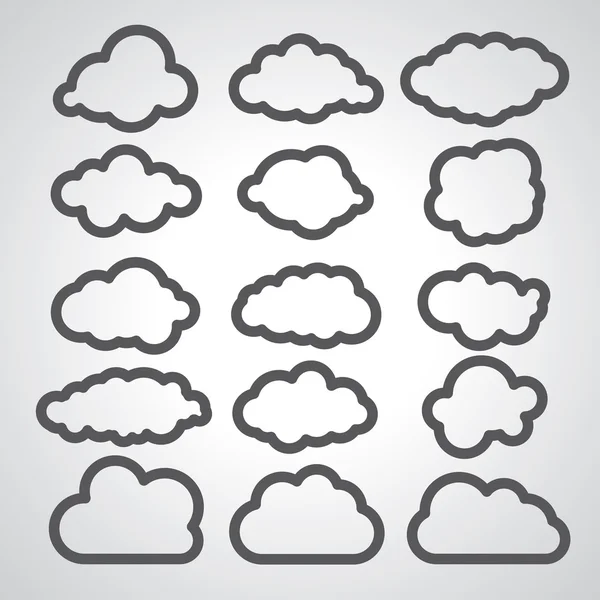 Colección de nubes negras — Vector de stock