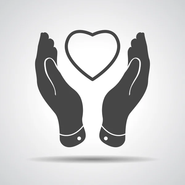 Two hands protecting heart icon — Stock Vector