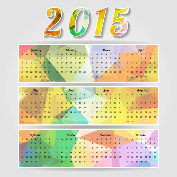 Resumen 2015 calendario del año — Vector de stock