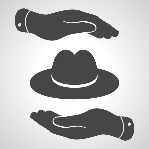 Twee handen met zwarte hoed — Stockvector