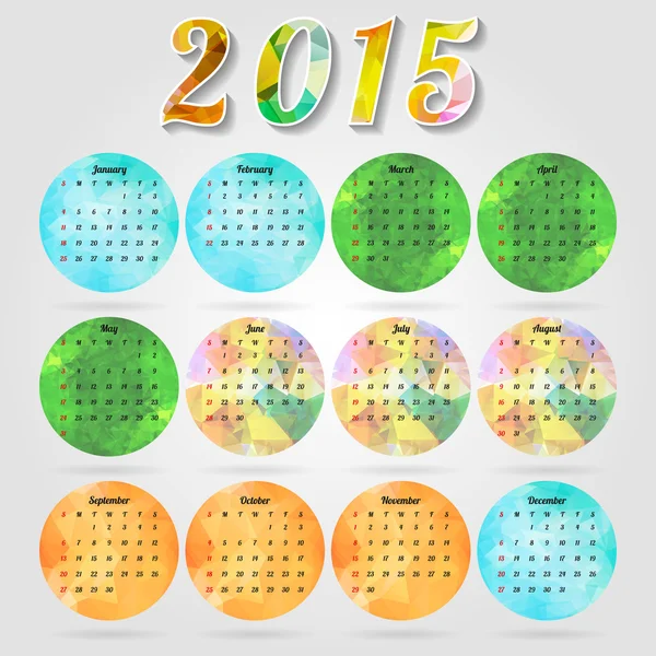 Resumen 2015 calendario del año — Archivo Imágenes Vectoriales