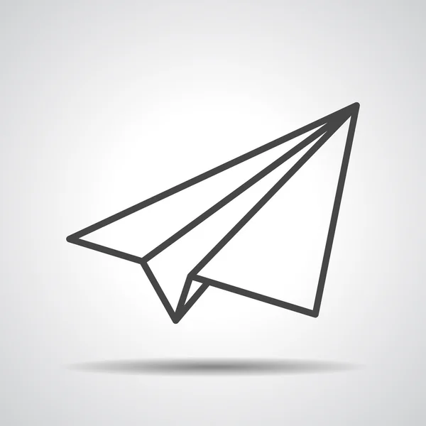 Black linear paper plane icon — Stock Vector