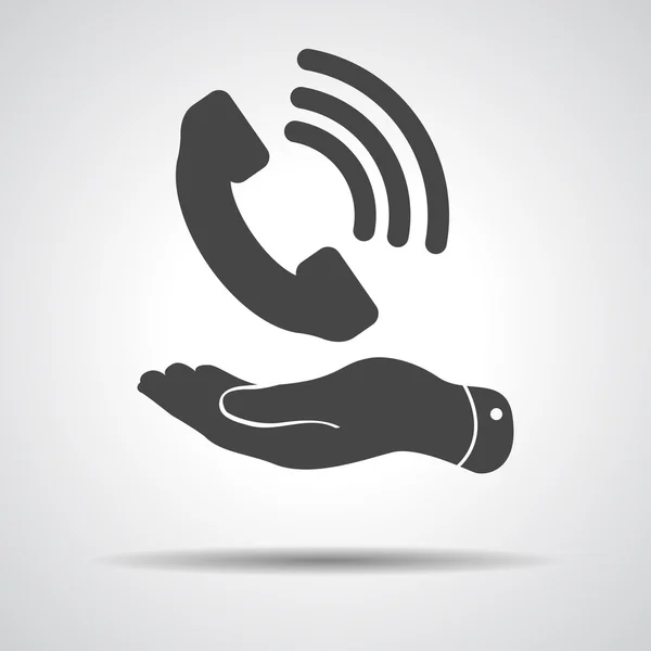 Vlakke hand weergegeven: zwarte telefoon — Stockvector