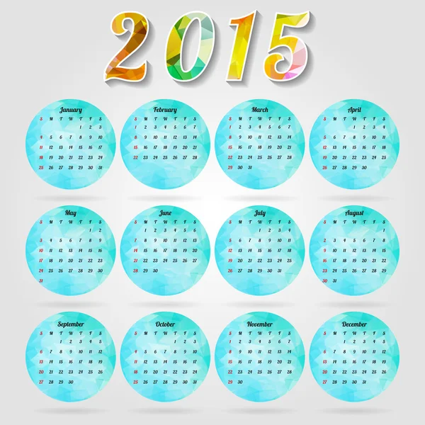 Calendário abstrato 2015 ano — Vetor de Stock