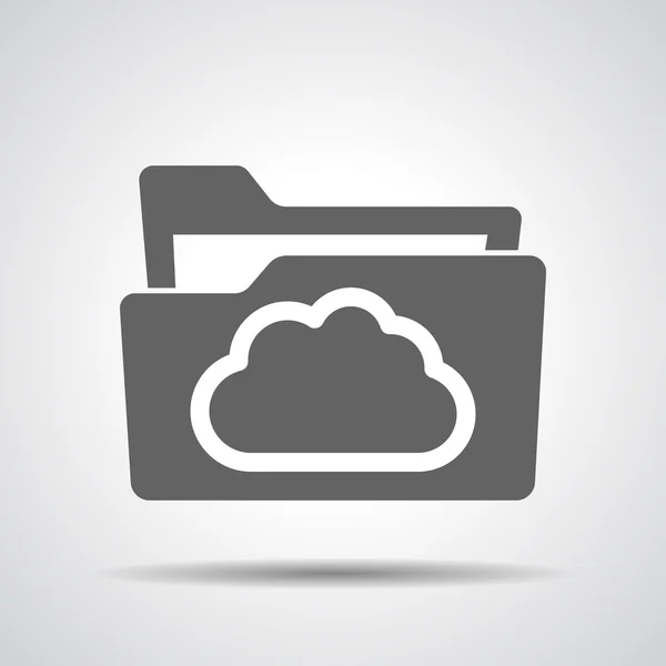 Flat folder icon with cloud — Stock Vector