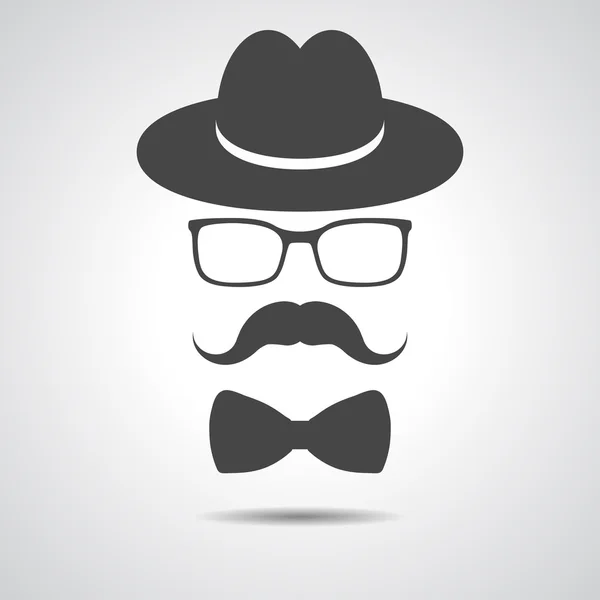 Schwarzer Hut mit Schnurrbart — Stockvektor