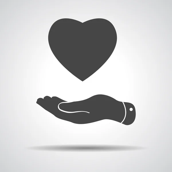 Flat hand showing heart — Stock Vector