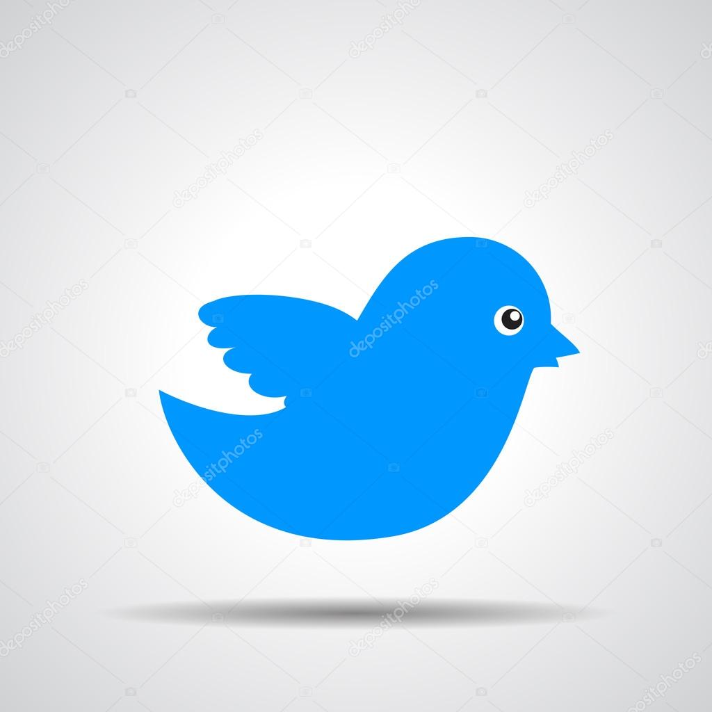 Blue bird icon on a grey background