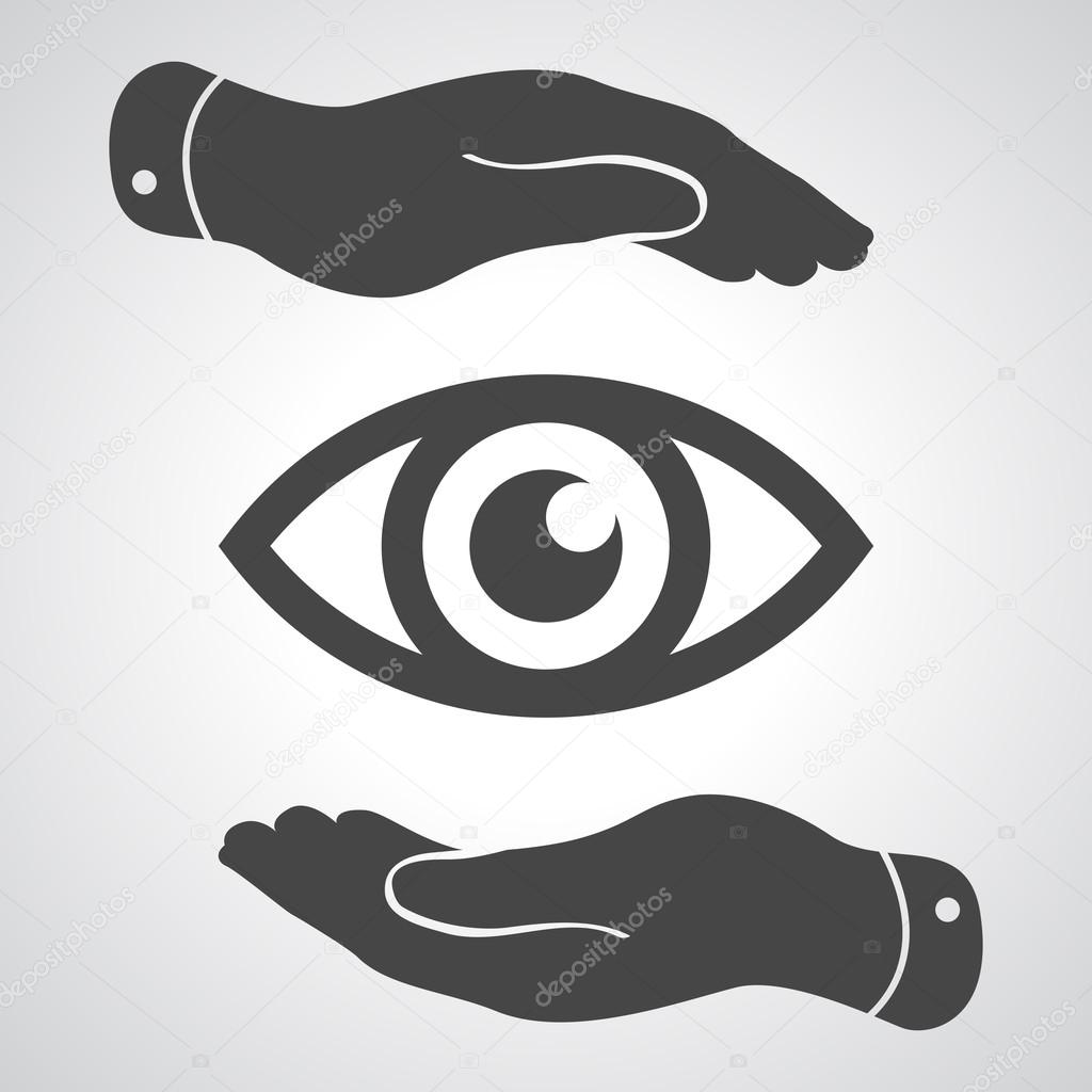 Hands take care of the eye icon