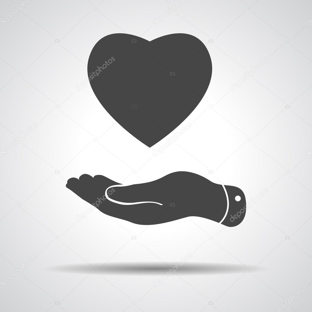 Flat hand showing heart