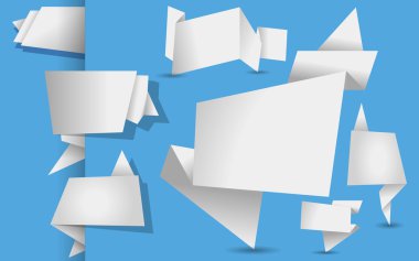 Beyaz origami Etiketler kümesi