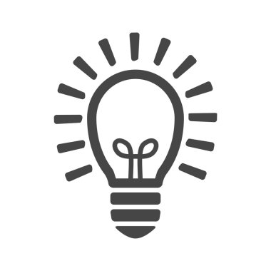 Siyah düz lamba ampul simgesi