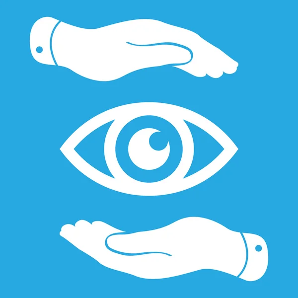 Dvě ruce a ikona oka — Stockový vektor