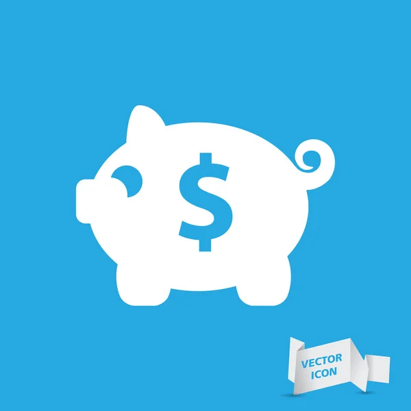 Zwarte piggy bank pictogram — Stockvector