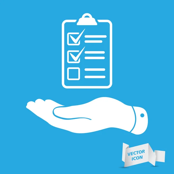 Hand mit Checkliste — Stockvektor