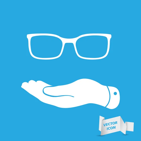 La mano representa el icono gafas — Vector de stock