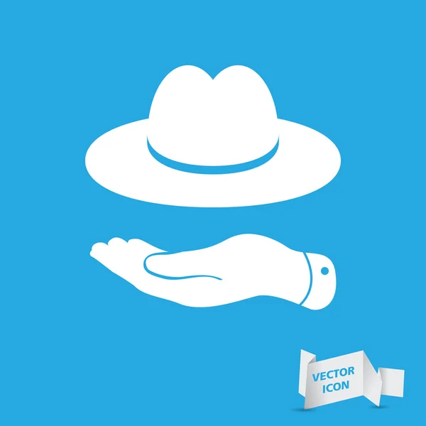 Mano plana mostrando sombrero blanco — Vector de stock