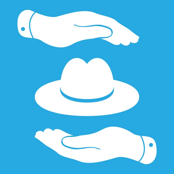 Zwei Hände mit weißem Hut — Stockvektor