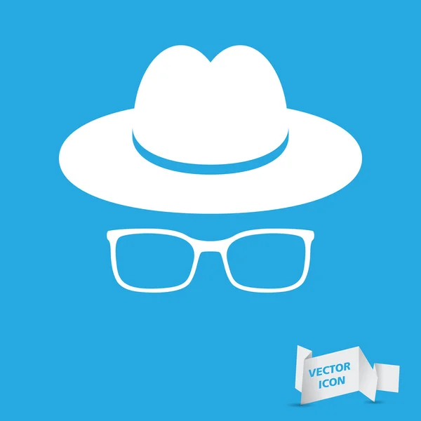 Sombrero blanco con gafas — Vector de stock