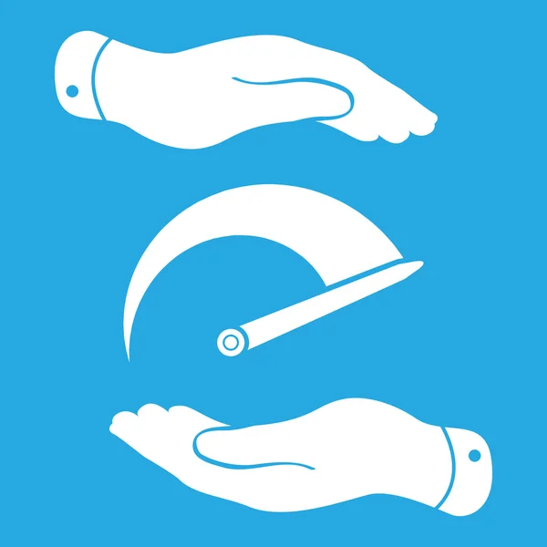 Mains avec icône de tachymètre — Image vectorielle