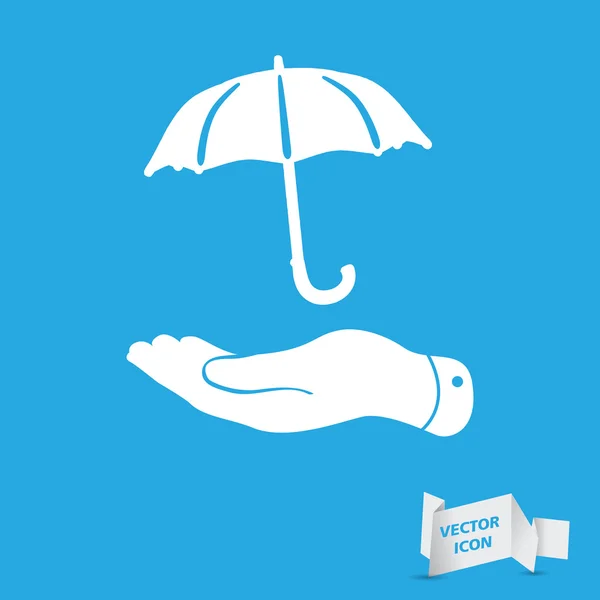 Mão com ícone de guarda-chuva — Vetor de Stock