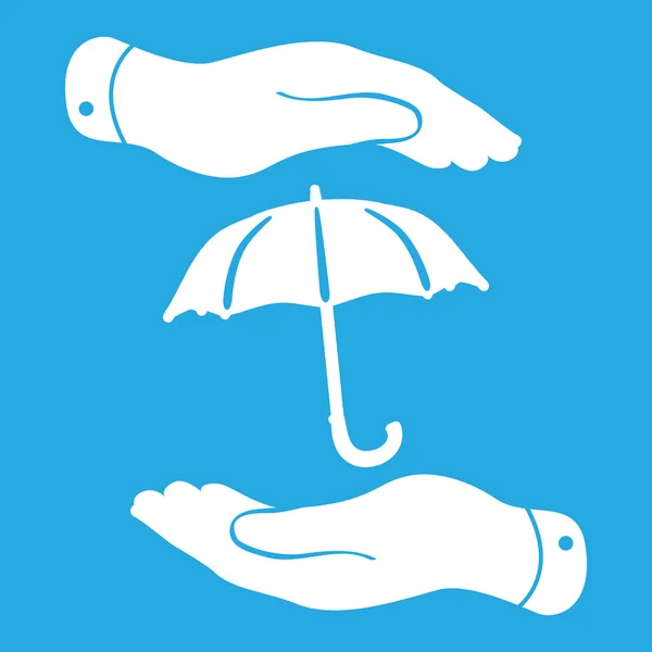 Icono paraguas blanco — Vector de stock