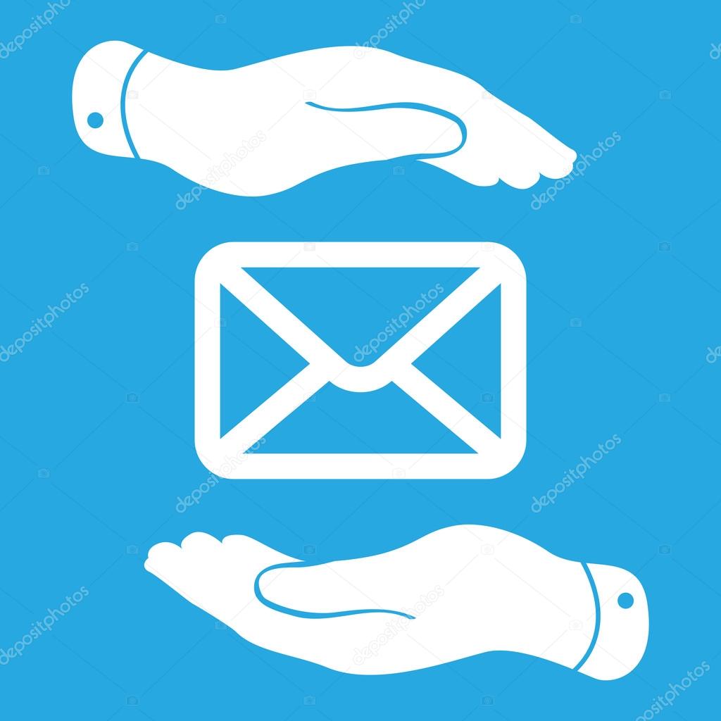 Two hands and message icon