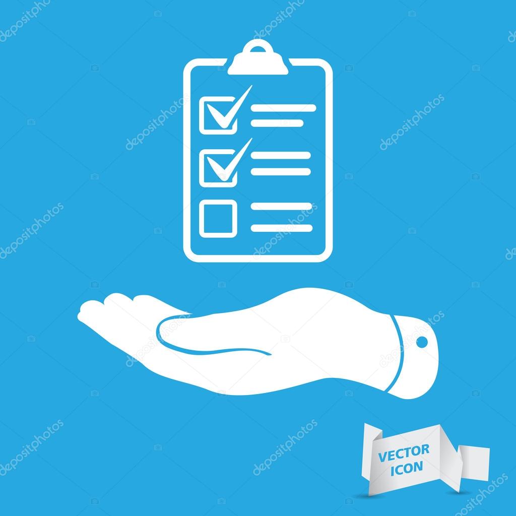 Hand with check list