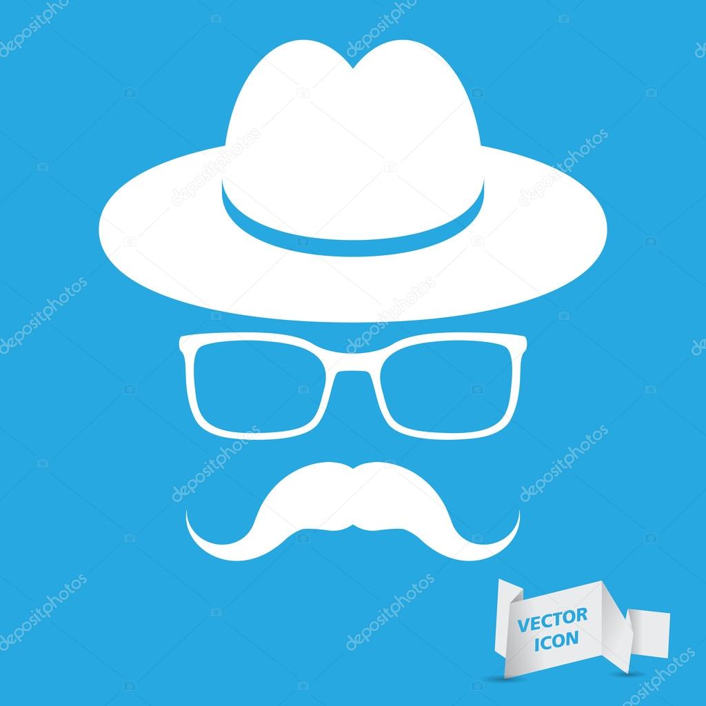 White hat with mustache