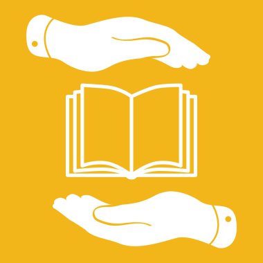 düz elinde beyaz kitap simgesi